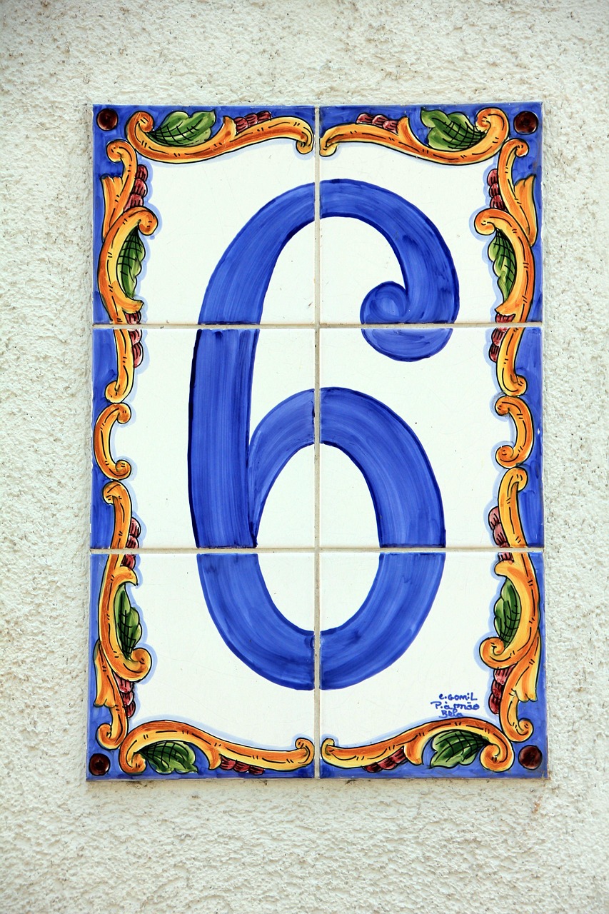 six, number, house number, blue, tile, pay, six, six, six, six, six